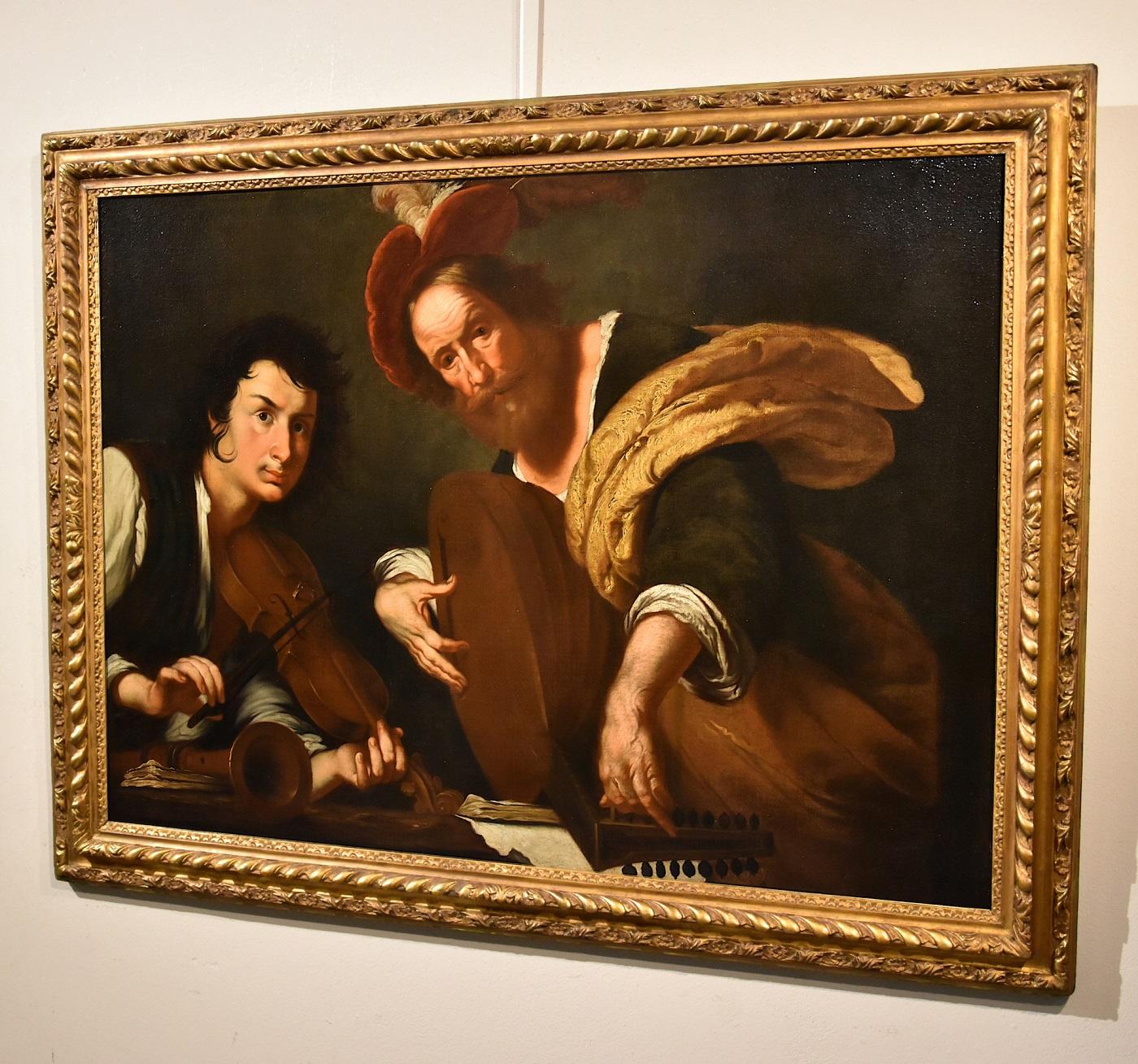 Concert Musicians Strozzi Paint Oil on canvas Old master 17th Century Italian 12