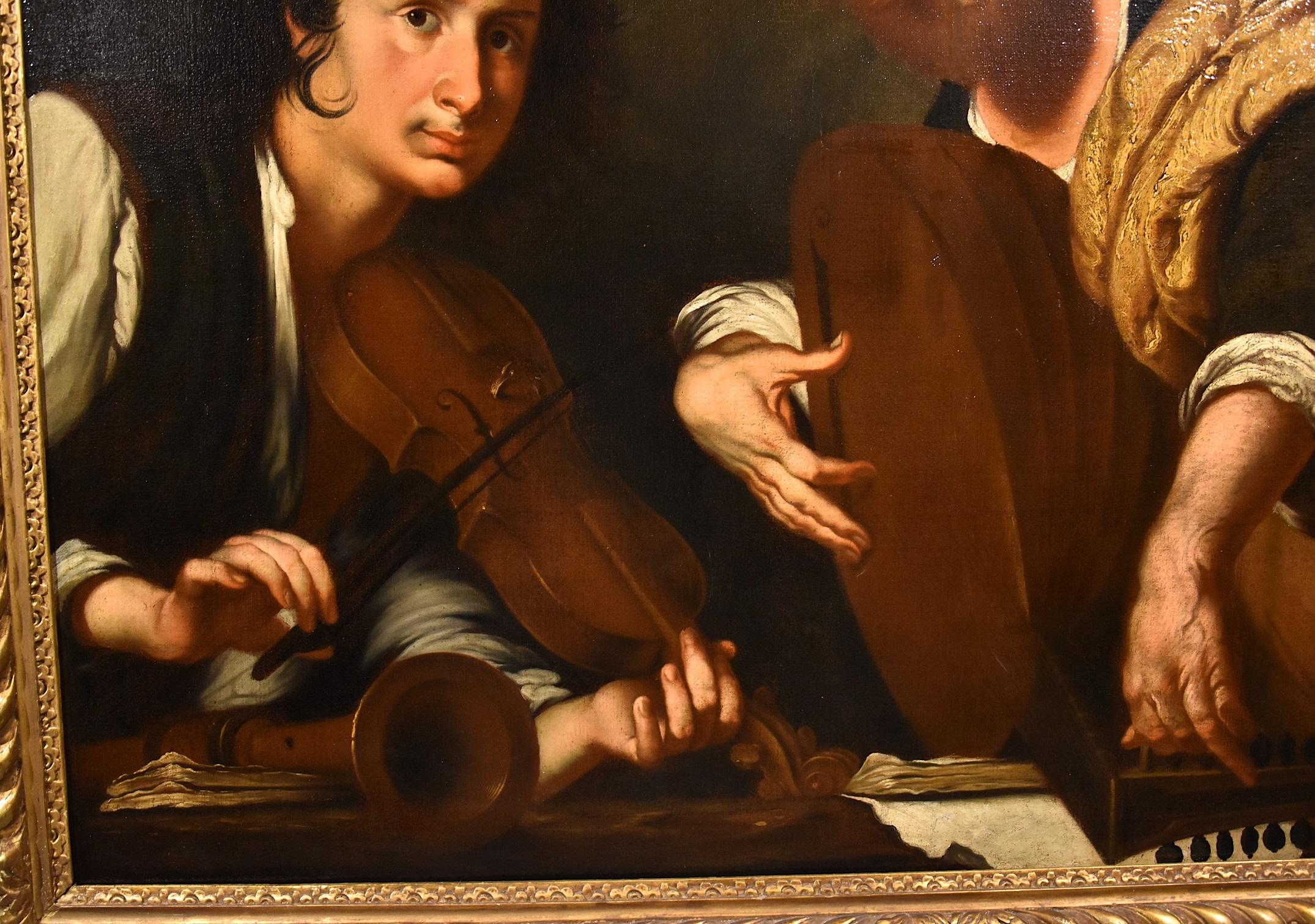 Concert Musicians Strozzi Paint Oil on canvas Old master 17th Century Italian 3