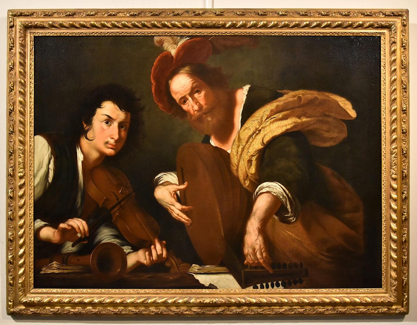 Concert Musicians Strozzi Paint Oil on canvas Old master 17th Century Italian - Painting by Bernardo Strozzi, known as the Genoese priest (Genoa 1581 - Venice 1644)