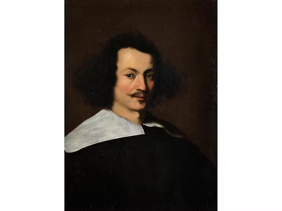 XVIIe siècle par Bernardo Strozzi Portrait d'un homme au col blanc en vente 1
