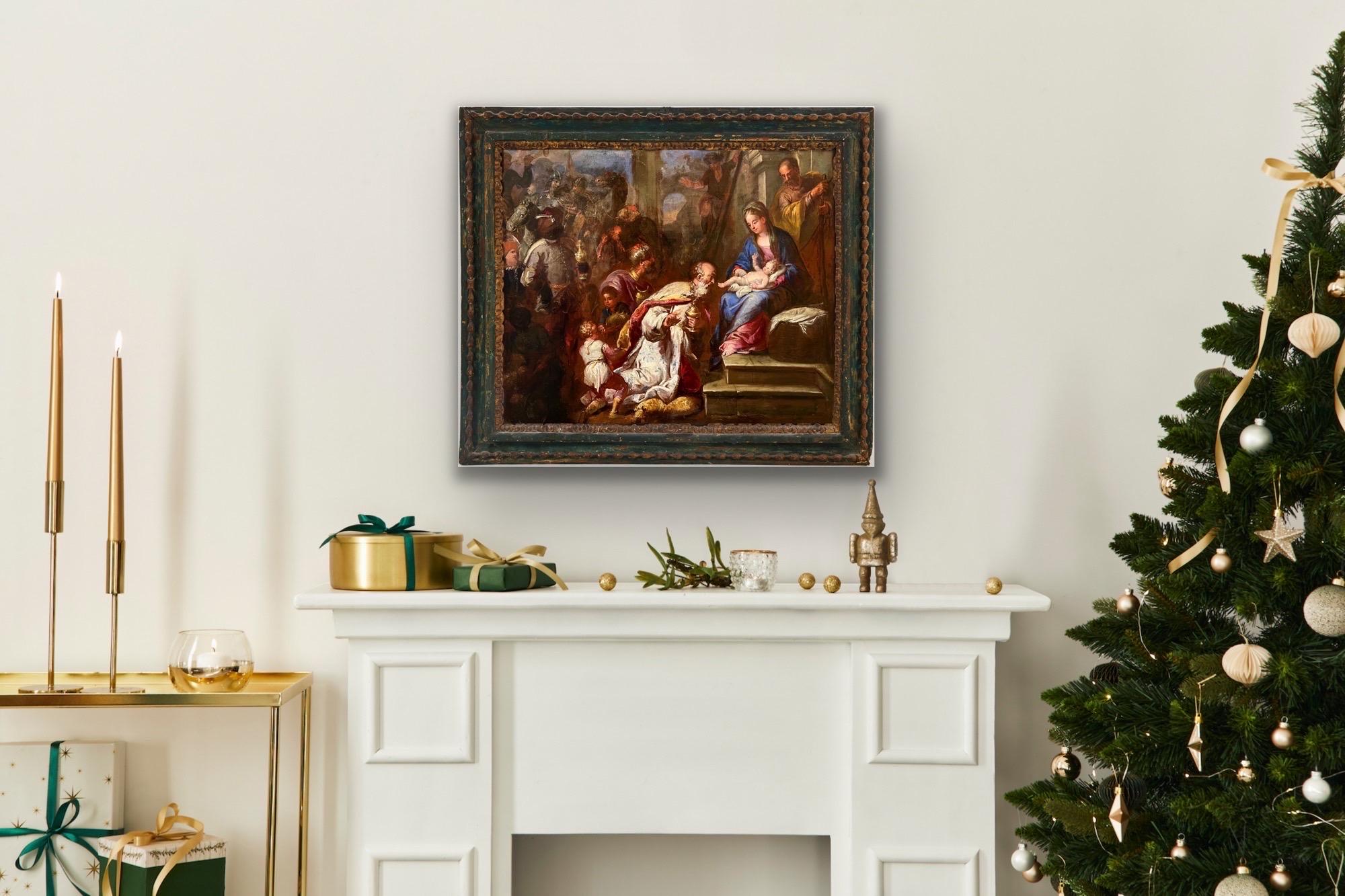 17th century Italian old master painting - Adoration of the Magi - Christmas 9