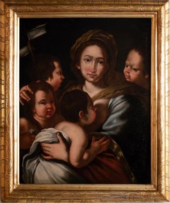 Antique Christian Charity - Tempera by the circle of Bernardo Strozzi - 1630s
