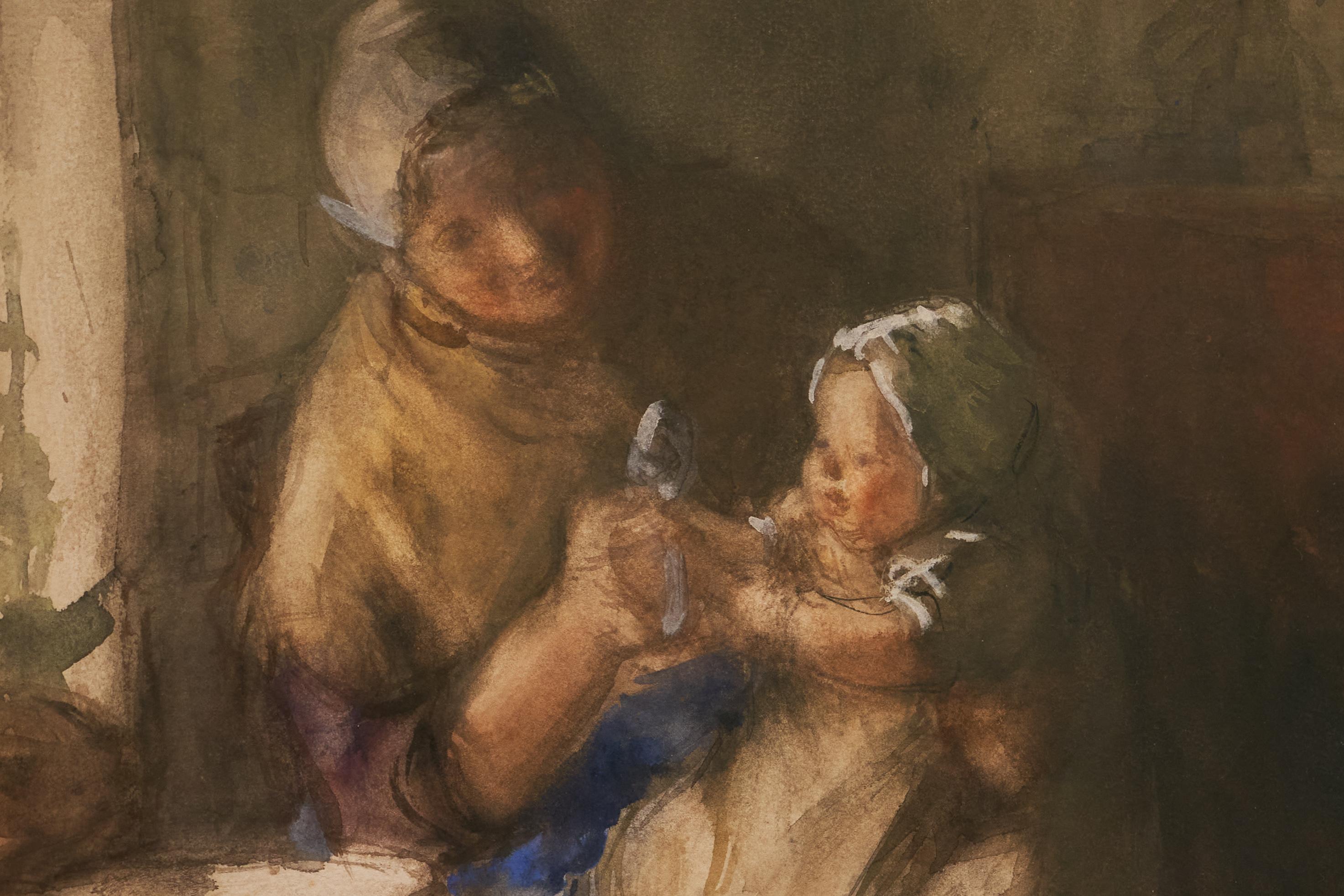 Bernardus Johannes (Bernard) Blommers 'Woman with Child' Watercolor 19th Century For Sale 4