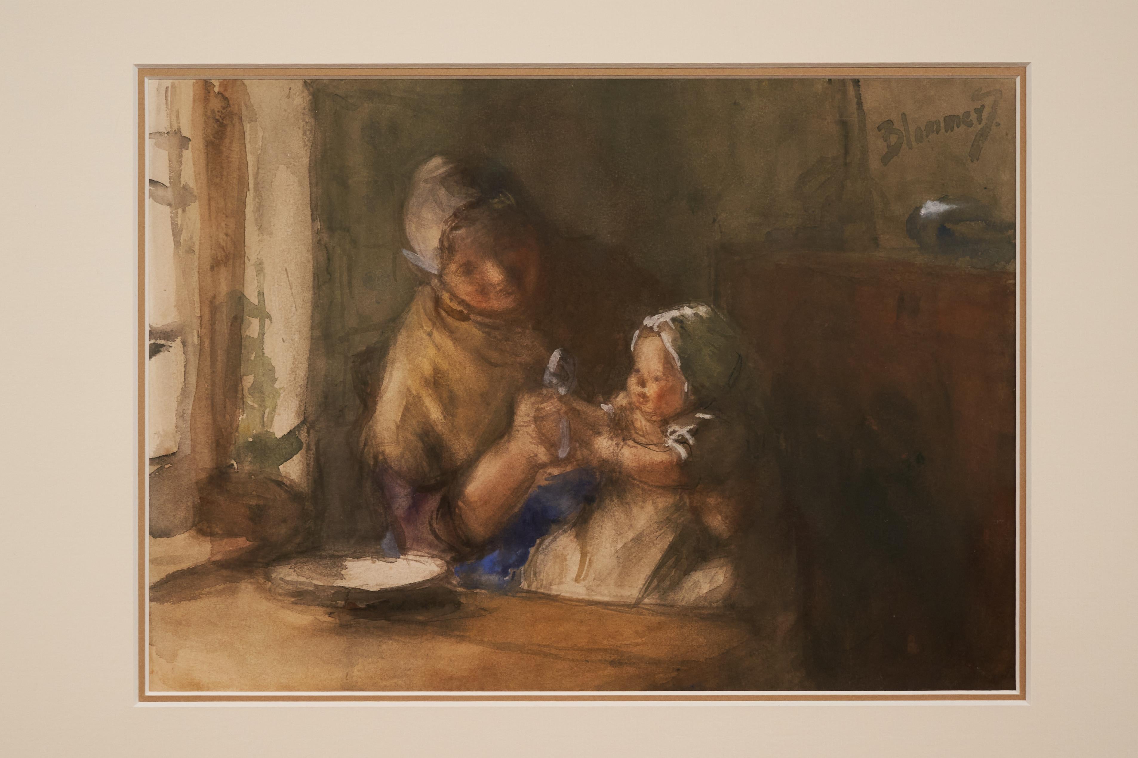 Bernardus Johannes (Bernard) Blommers 'Woman with Child' Watercolor 19th Century For Sale 6