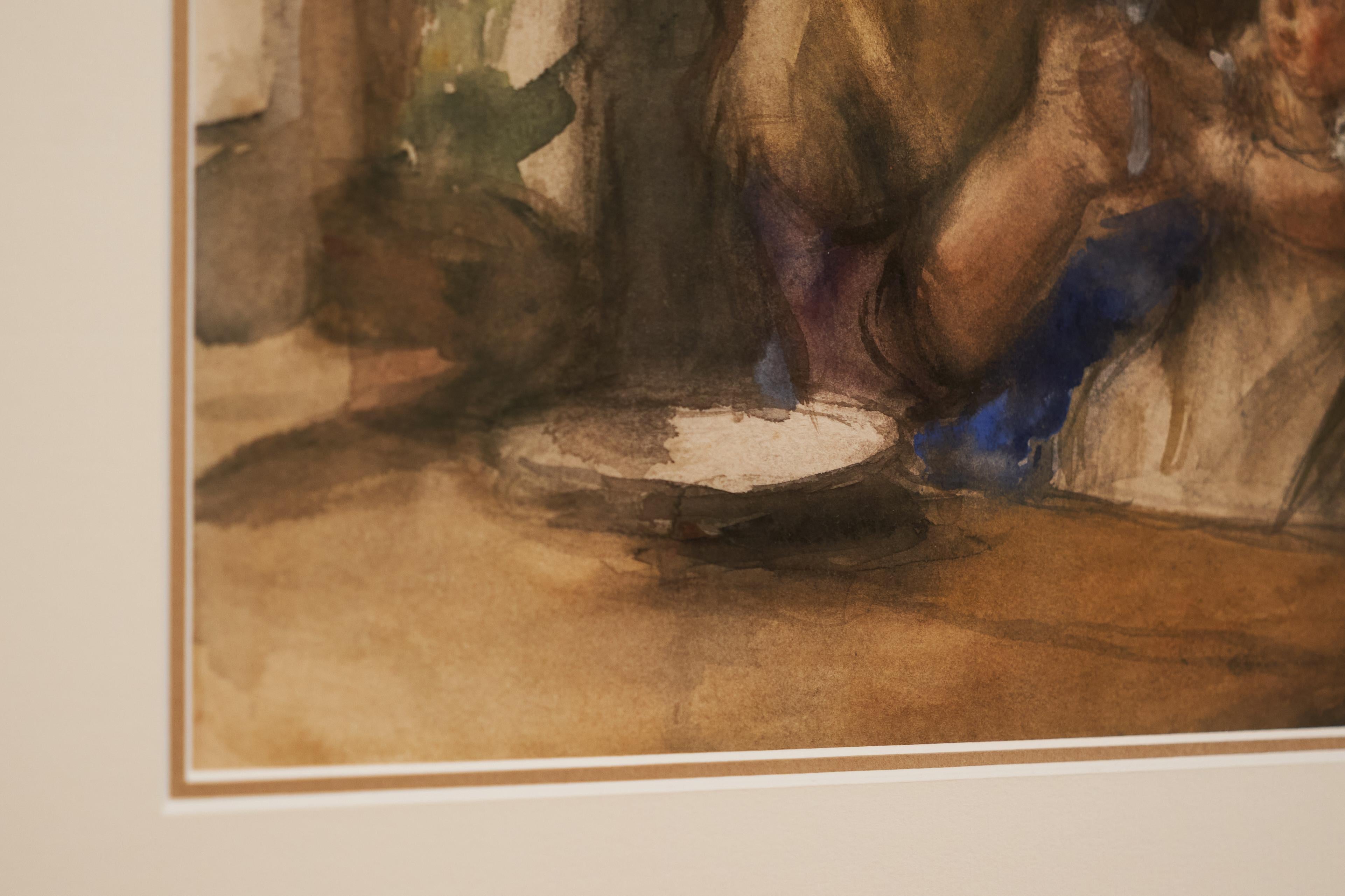 Bernardus Johannes (Bernard) Blommers 'Woman with Child' Watercolor 19th Century In Good Condition For Sale In Meer, VAN