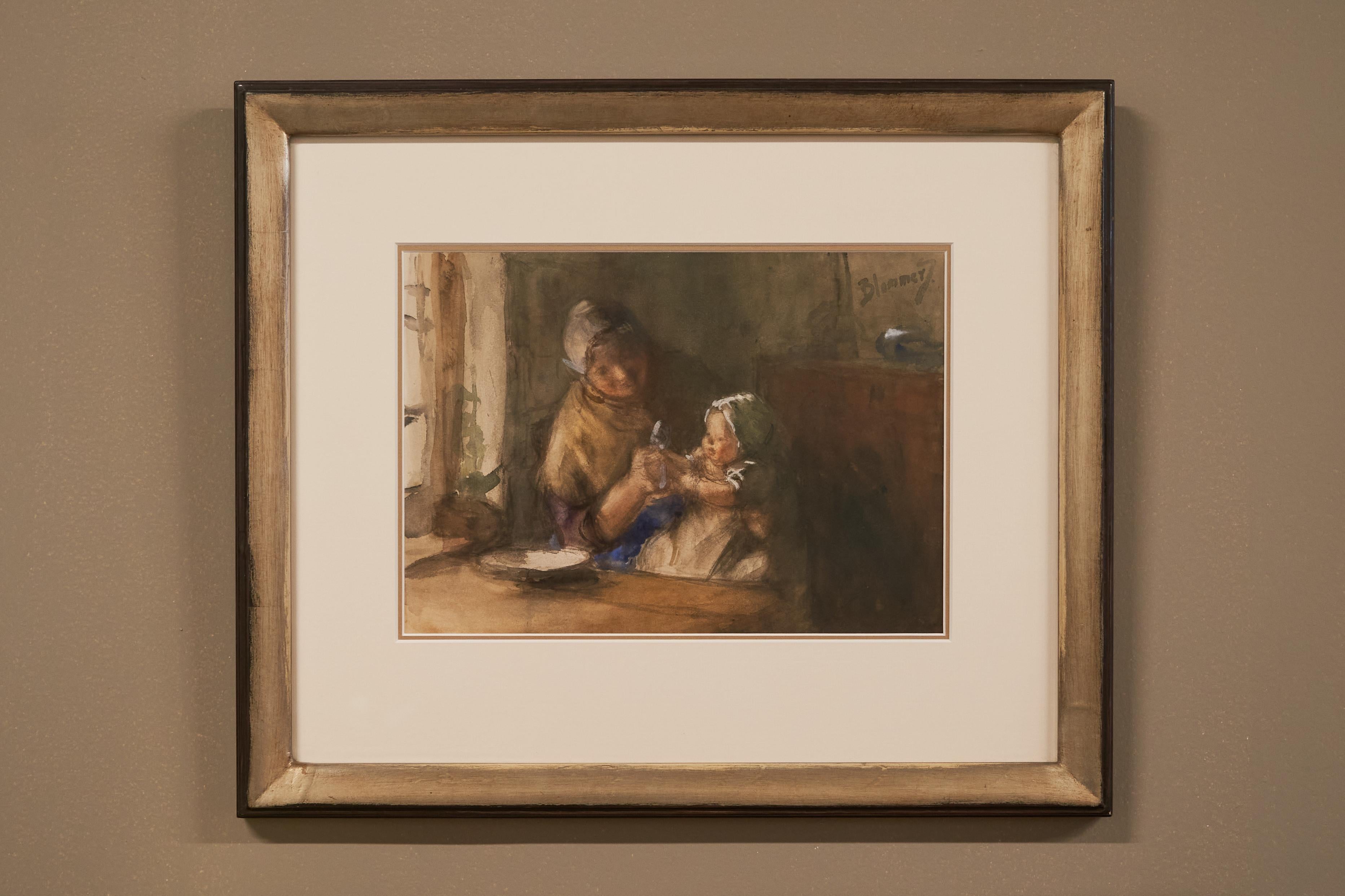 Bernardus Johannes (Bernard) Blommers 'Woman with Child' Watercolor 19th Century For Sale 1