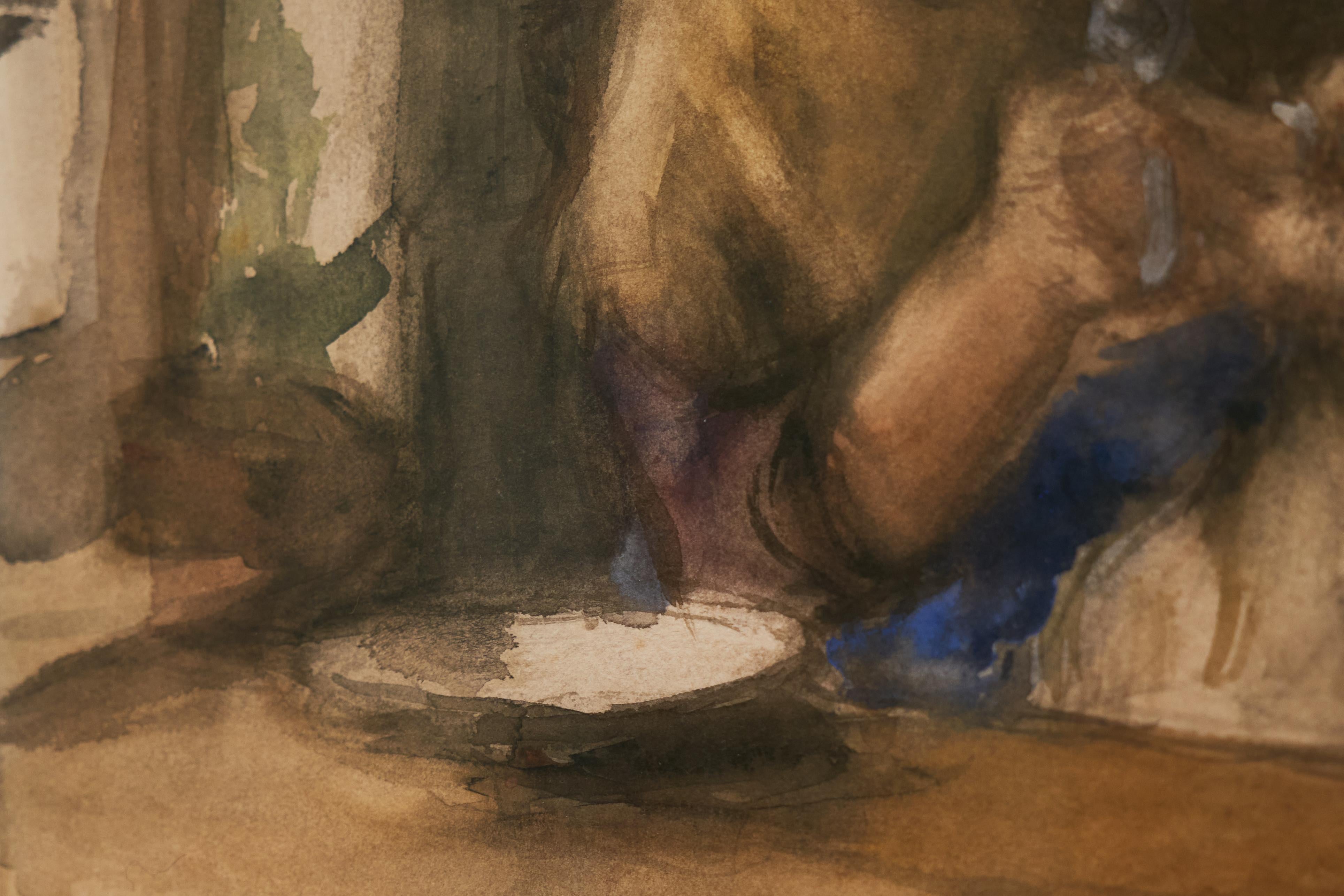 Bernardus Johannes (Bernard) Blommers 'Woman with Child' Watercolor 19th Century For Sale 2