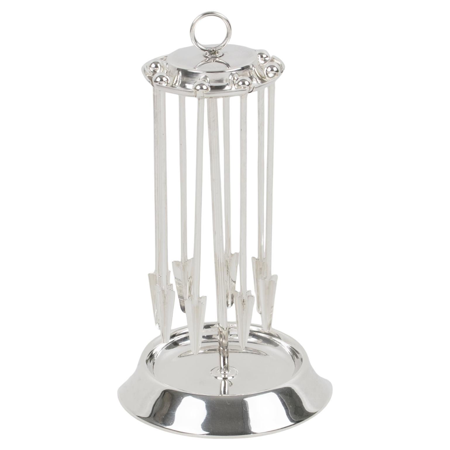 Bernasconi Sterling Silver Barware Cocktail Champagne Stirrers, circa 1940