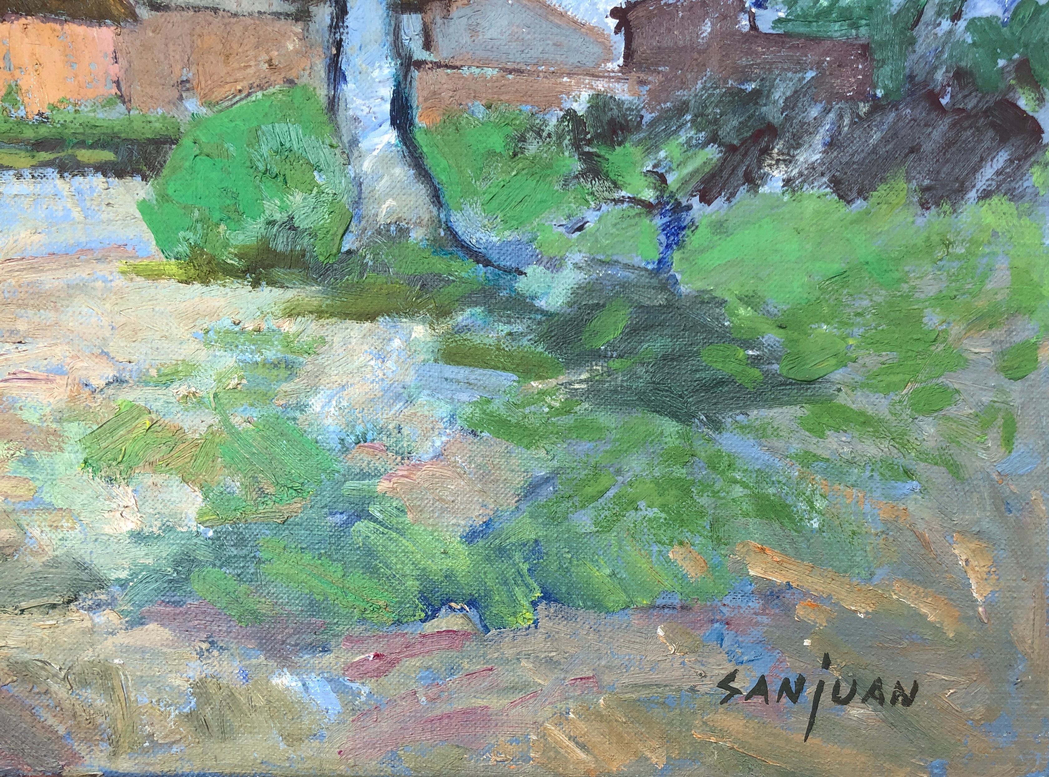 Pueblo español óleo sobre lienzo pintura paisaje España - Painting de Bernat Sanjuan