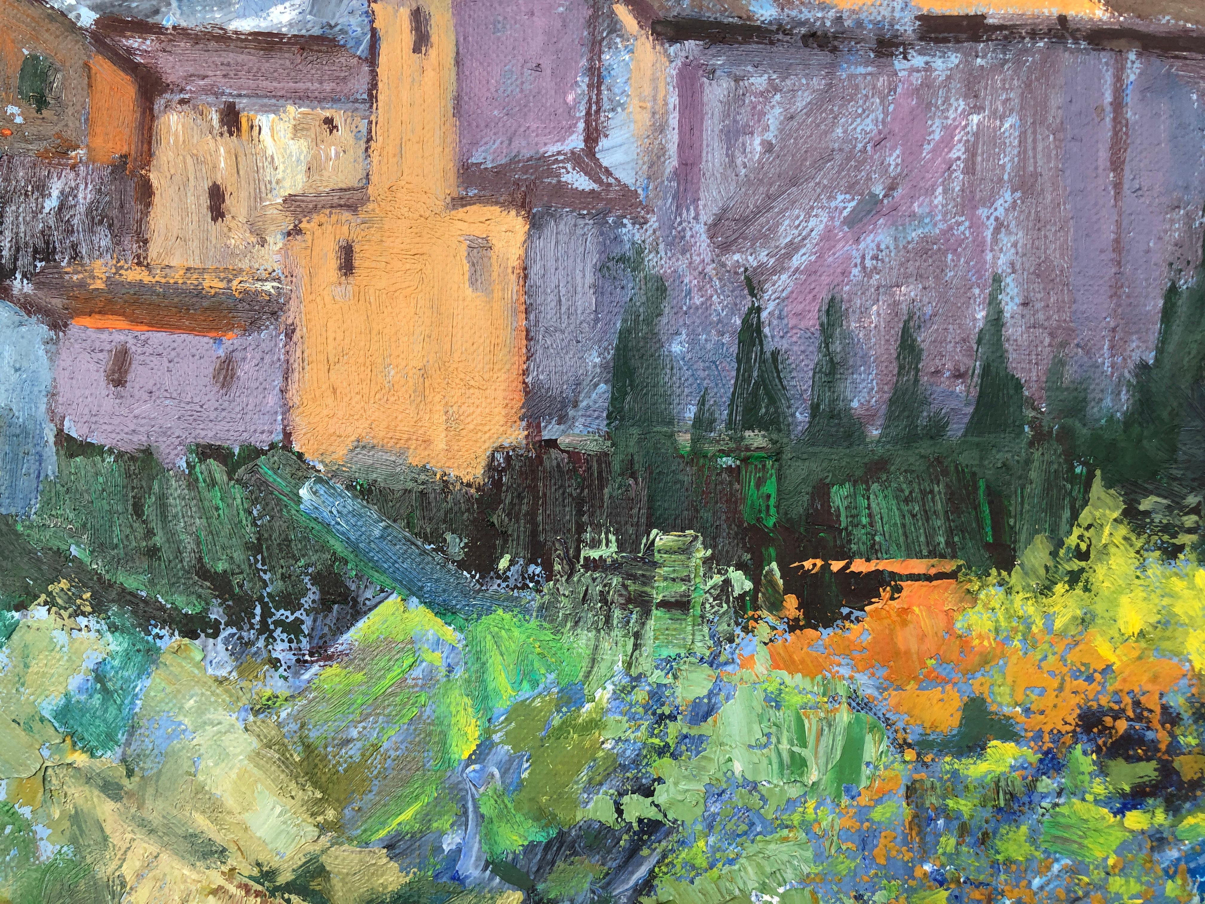 Pueblo español óleo sobre lienzo pintura paisaje España 2