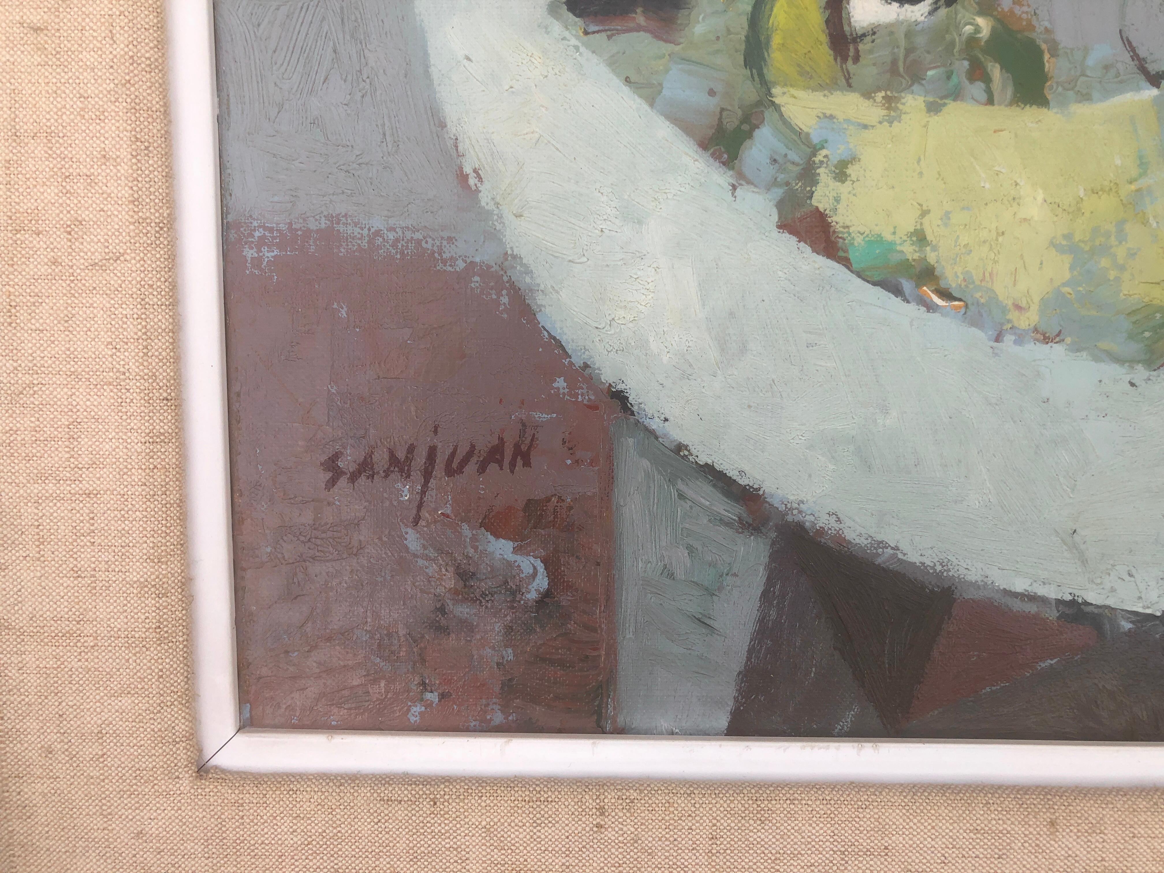 Bodegón con máscara óleo sobre lienzo pintura cubismo - Painting Cubista de Bernat Sanjuan