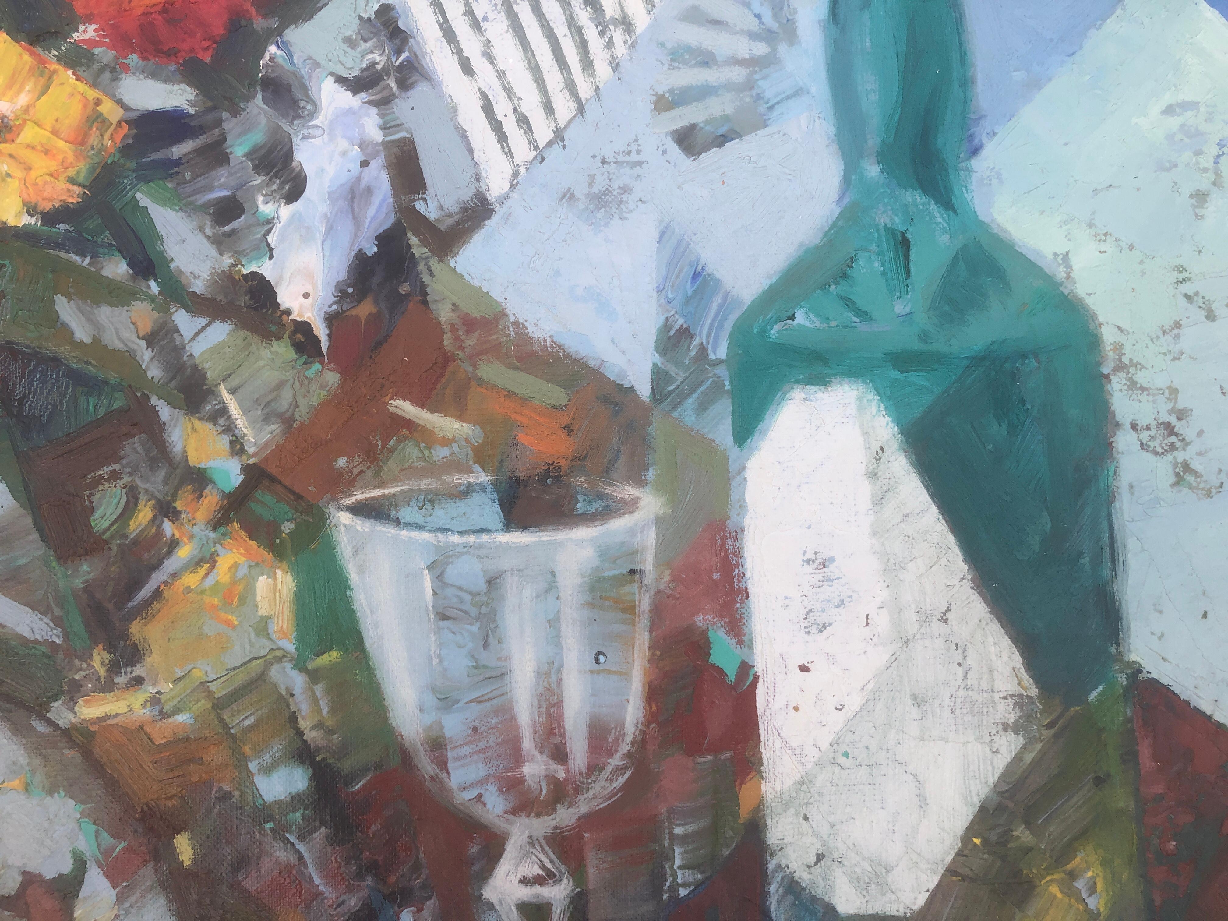Bodegón con máscara óleo sobre lienzo pintura cubismo en venta 1
