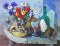 Bodegón con máscara óleo sobre lienzo pintura cubismo