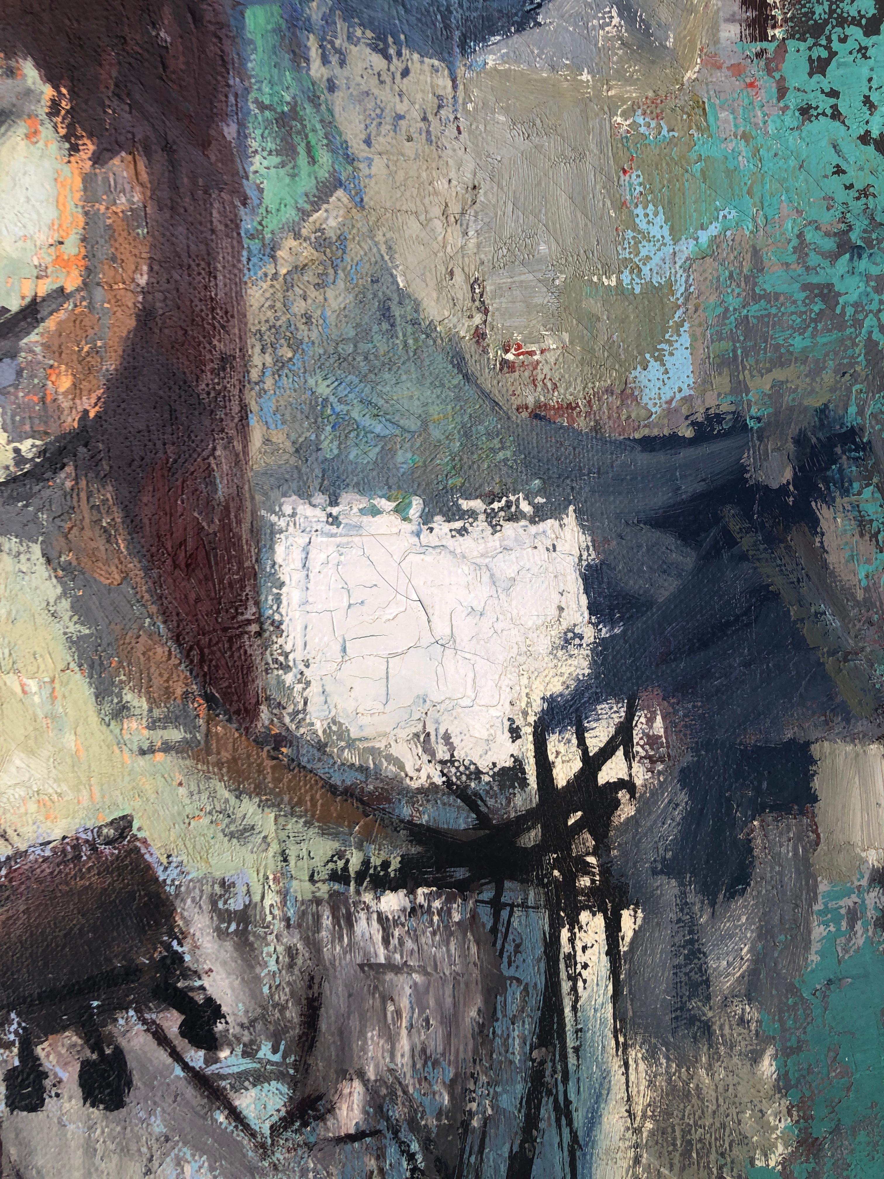 Giovani musicisti olio su tela - Figurative Painting Grigio di Bernat Sanjuan