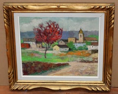 Óleo Sobre Tabla - Deià (Mallorca), Impressionist, Framed, 1974