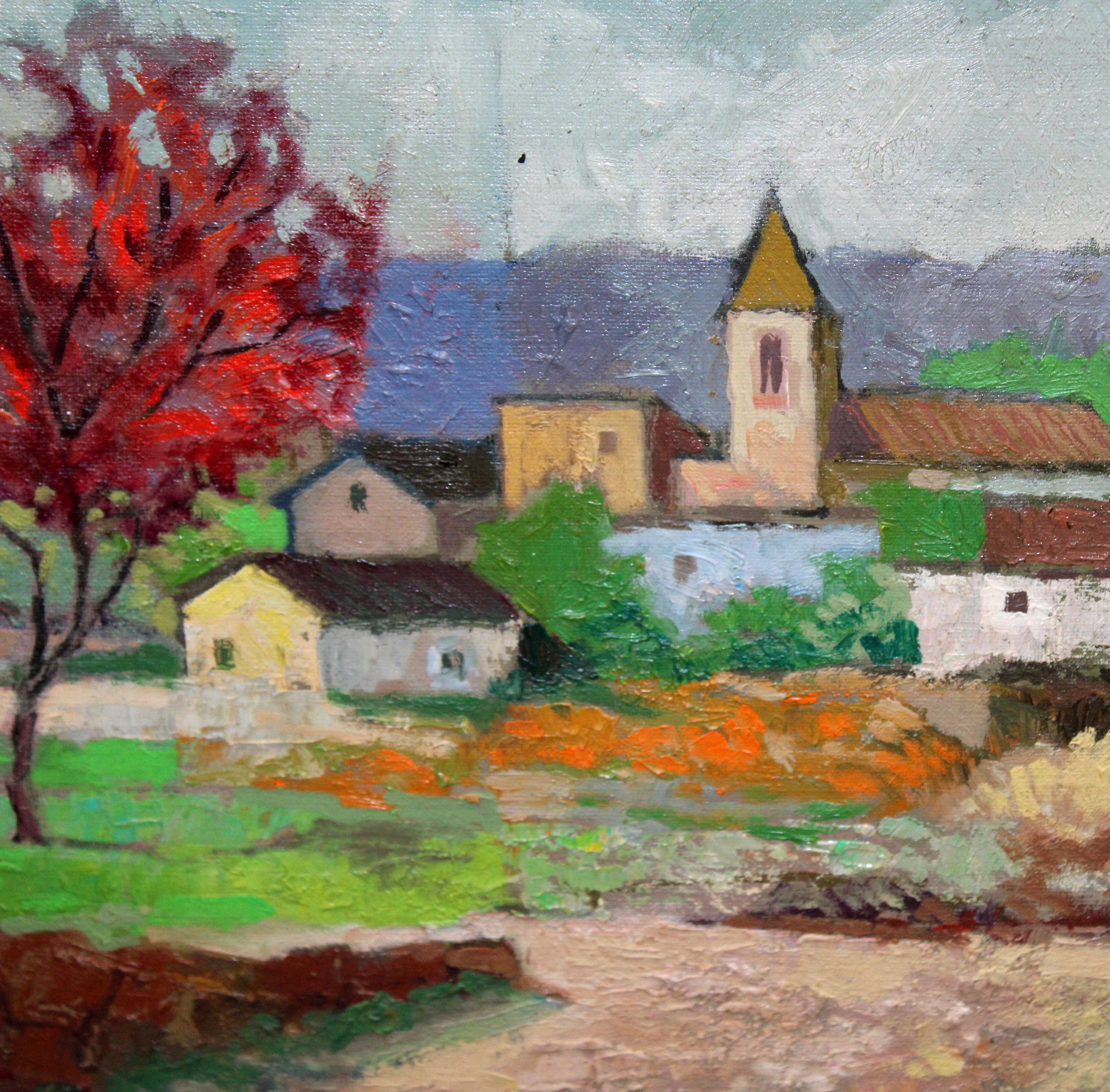 Óleo sobre tabla - Deià (Mallorca) - Landscape Painting Marrone di Bernat Sanjuan Tarré