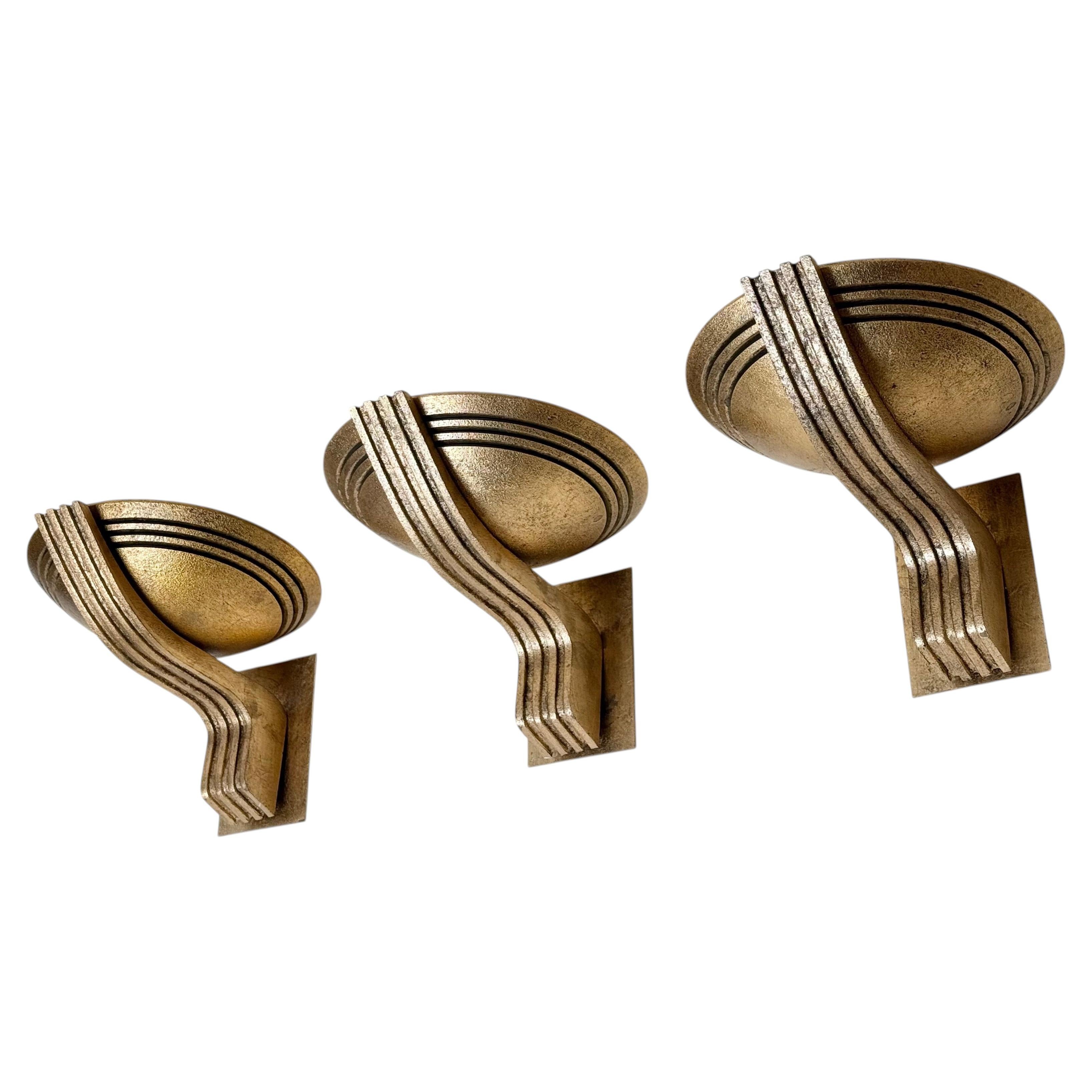 Bernd Beisse ‘Olympia’ Wall Light in Gold – Rare Sculptural Art Deco Design