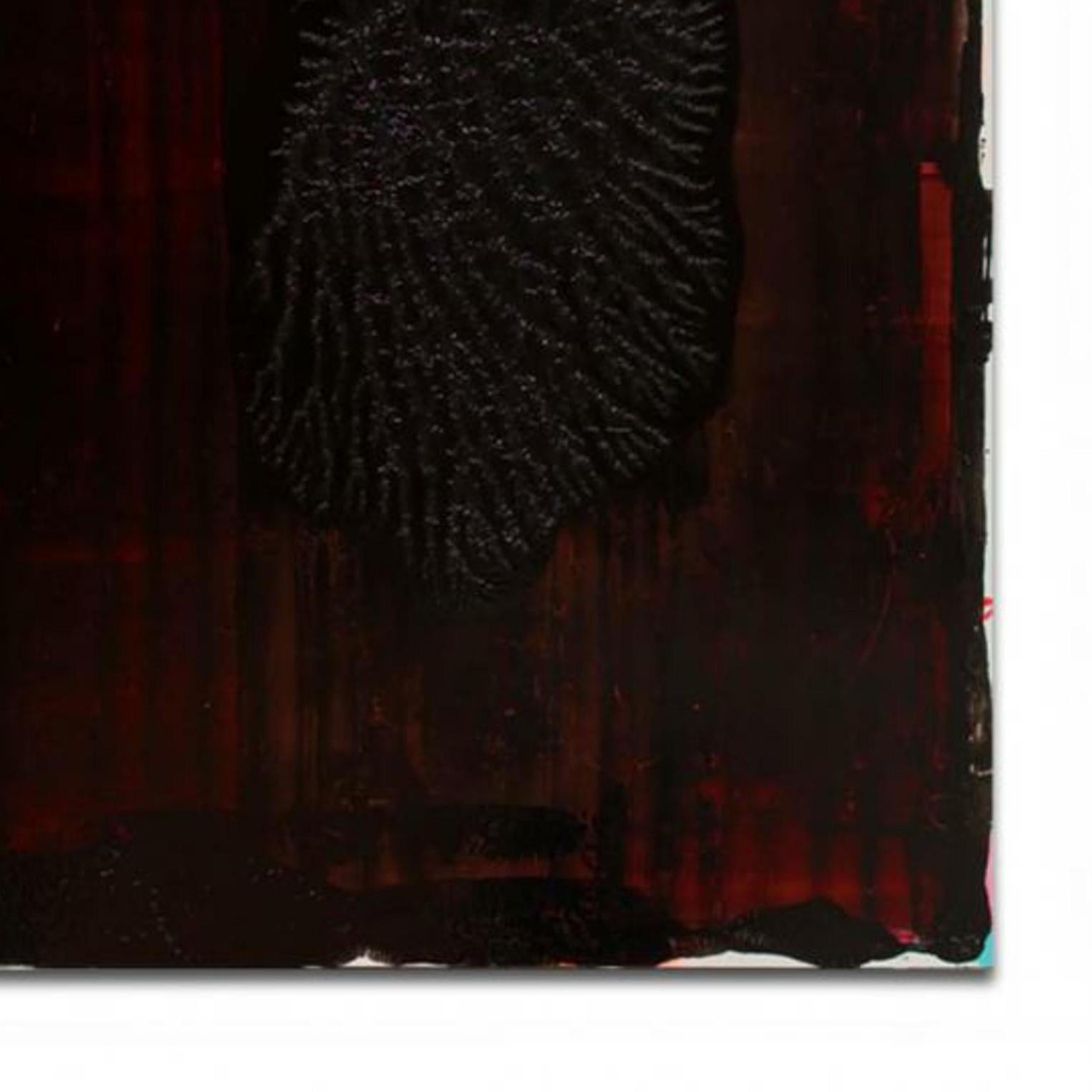 2374 Darwins Coral by artist Bernd Haussmann is a deep red contemporary abstract mixed media on aluminum that measures 51.25 by 48.

Bernd Haussmann’s artwork explores gesture, color, and texture in paintings on metal, acrylic, glass, wood, canvas