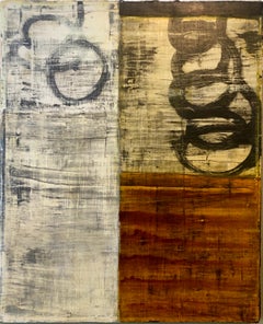 German American Neo Abstract Expressionist Contemporary Oil Painting Mixed Media