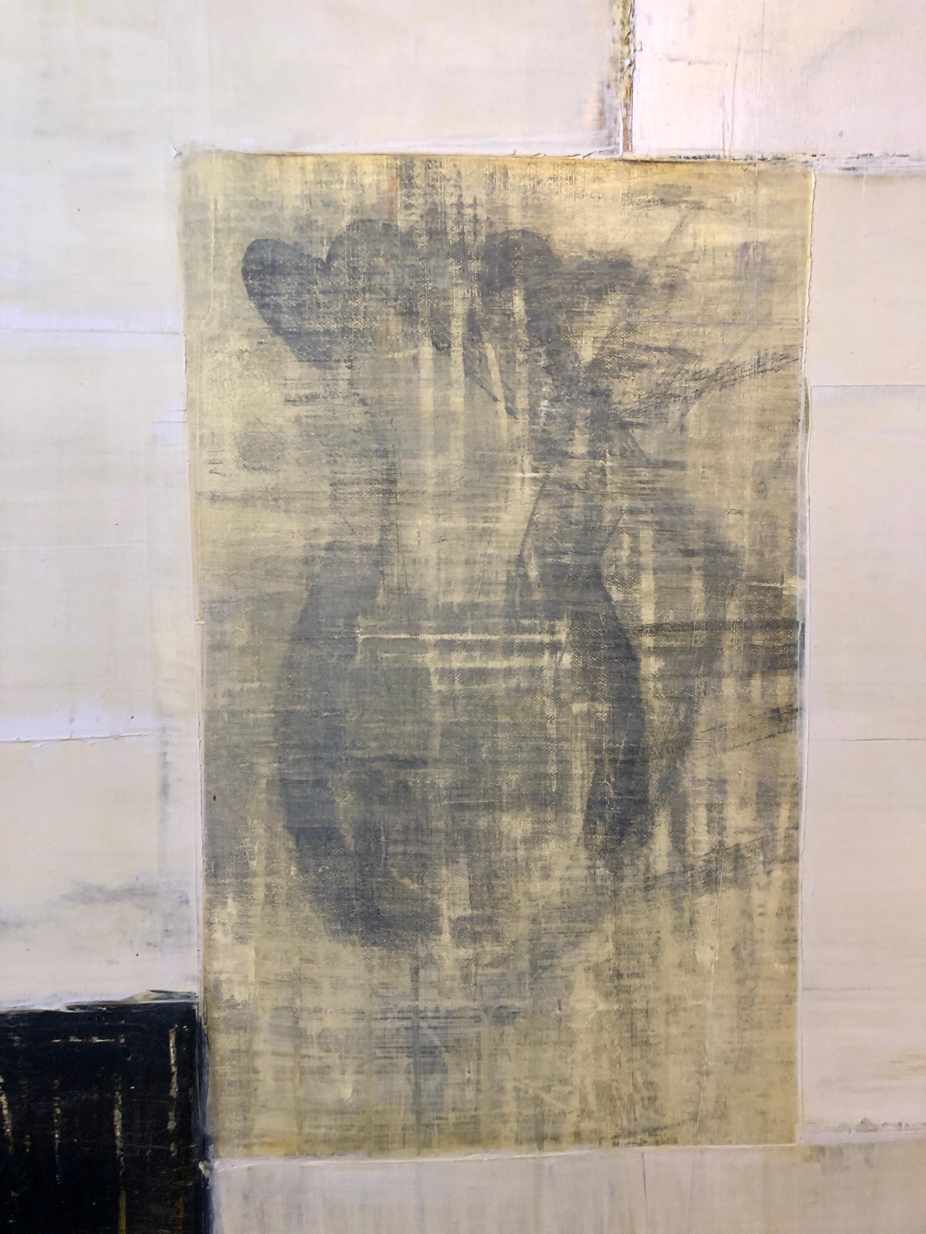 Pittura ad olio contemporanea neo espressionista astratta tedesco-americana Media mista - Abstract Painting Beige di Bernd Haussmann