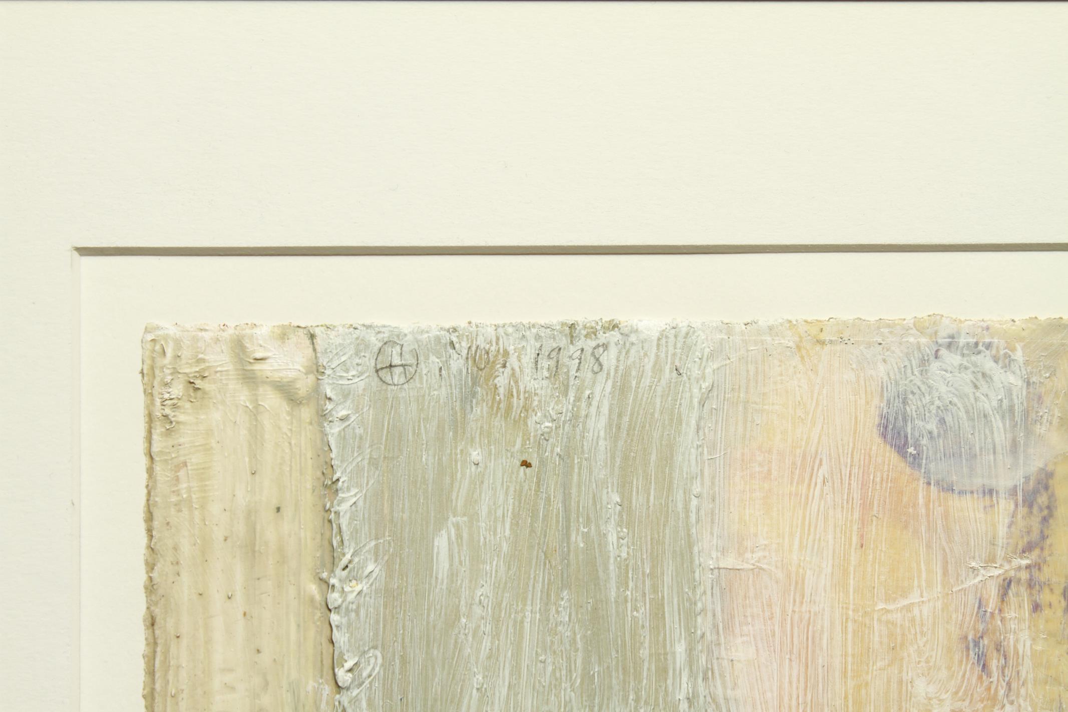 Abstrait moderne sans titre en technique mixte sur papier de l'artiste allemand Bernd Haussmann (né en 1957) avec un motif de fleur dans le coin inférieur droit. L'œuvre est signée, paraphée et datée dans le coin supérieur gauche 