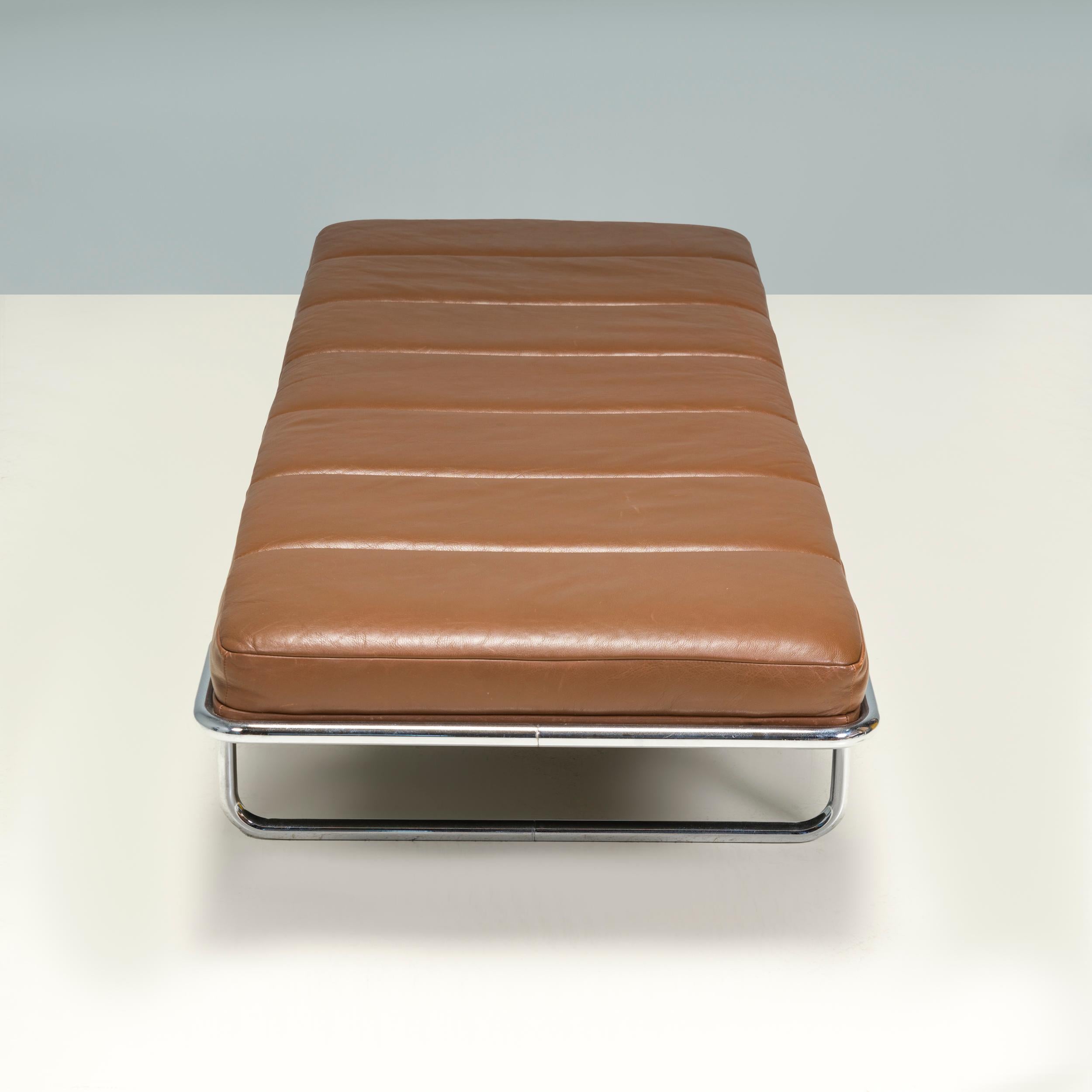 German Walter Knoll by Bernd Münzebrock Brown Leather Daybed For Sale