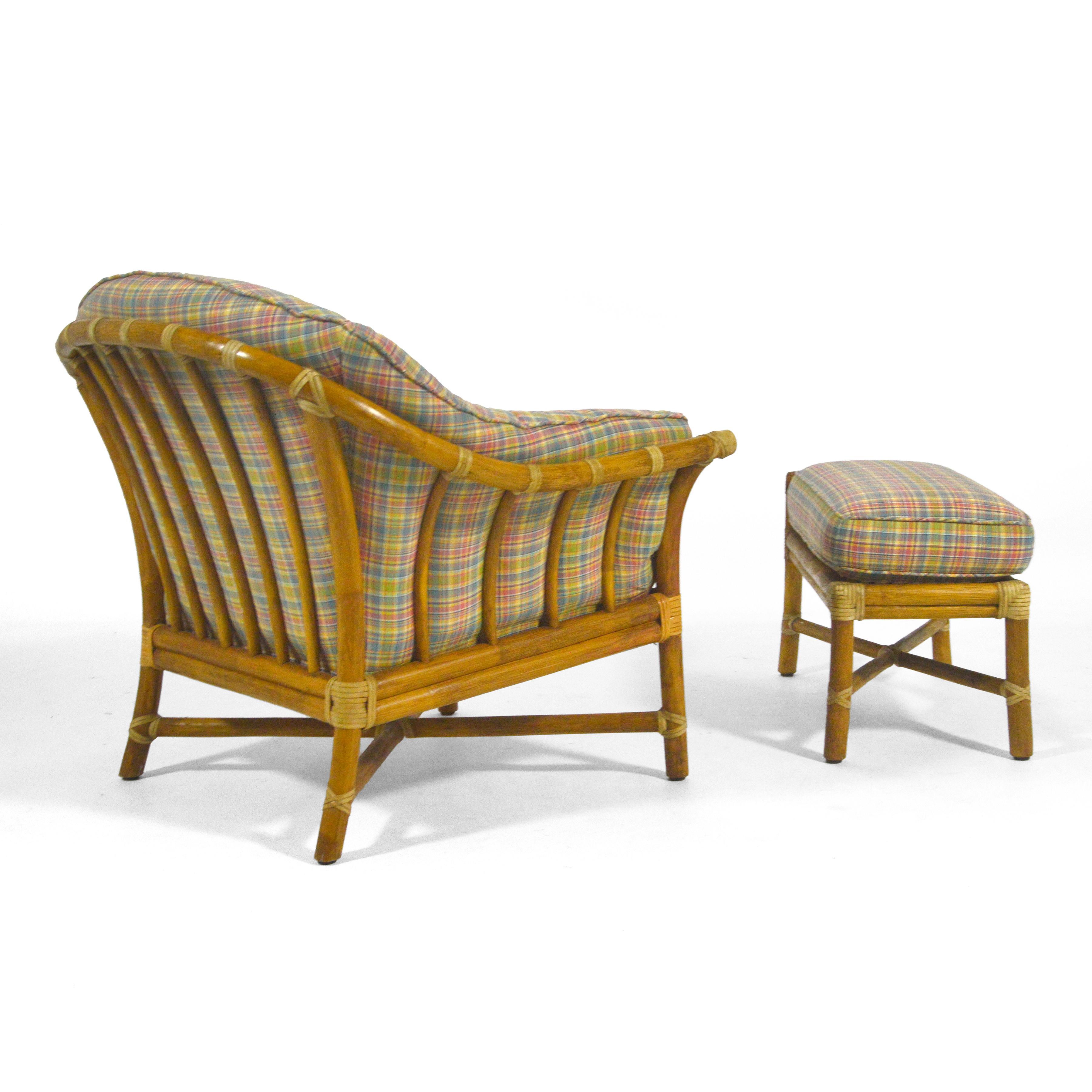 Rattan Bernd Munzebrock Lounge Chair & Ottoman by McGuire