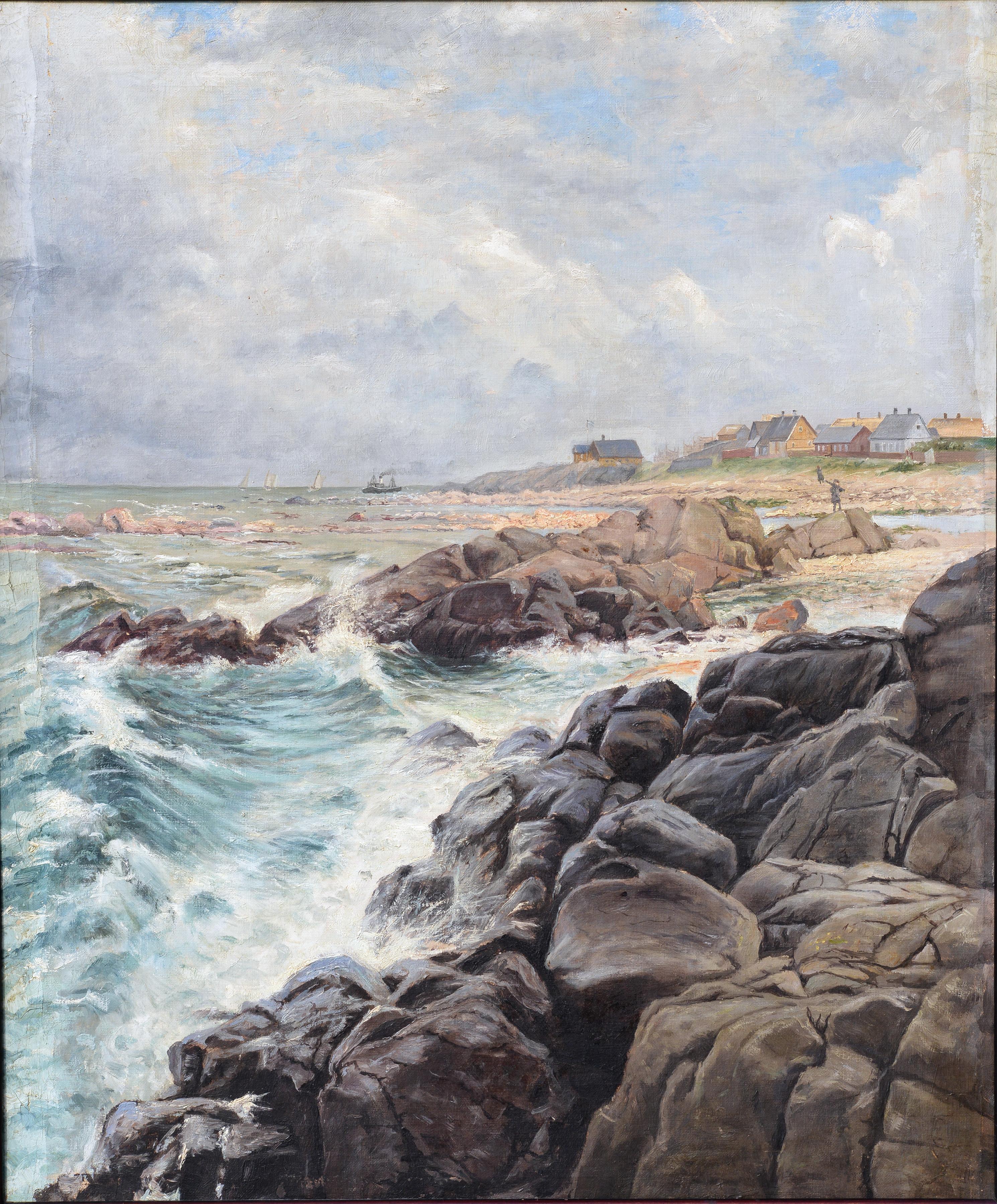 Peinture à l'huile scandinave du célèbre artiste finlandais 19ème siècle - Réalisme Painting par Berndt Adolf Lindholm