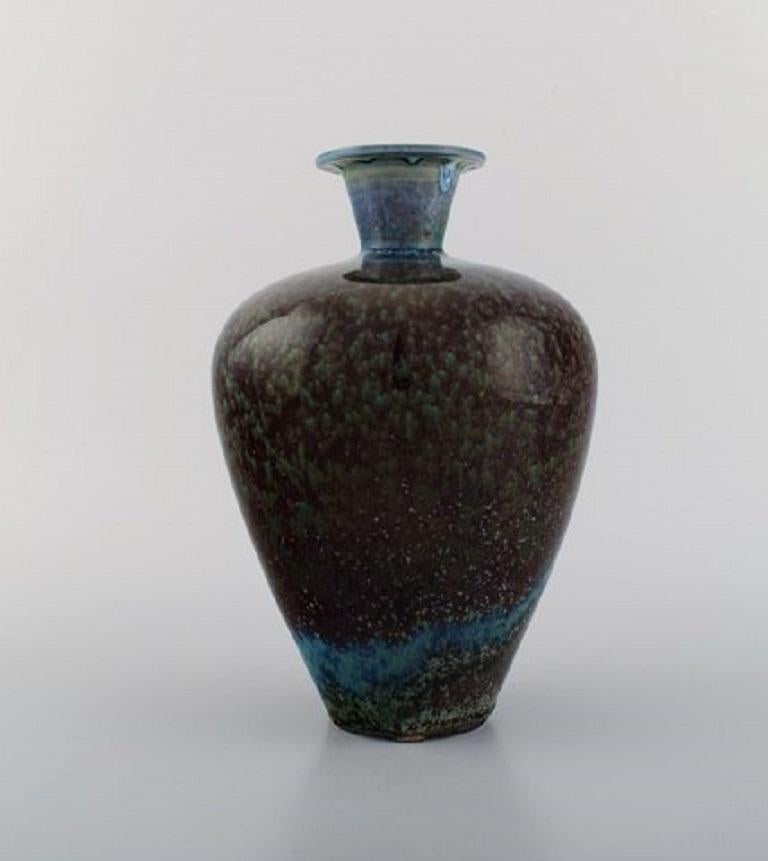 Scandinavian Modern Berndt Friberg '1899-1981' for Gustavsberg Studiohand, Vase in Gazed Stoneware