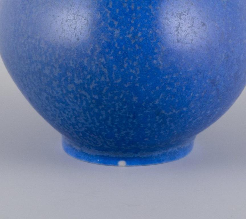 Scandinavian Modern Berndt Friberg (1899-1981) for Gustavsberg, Sweden. Ceramic vase with blue glaze For Sale