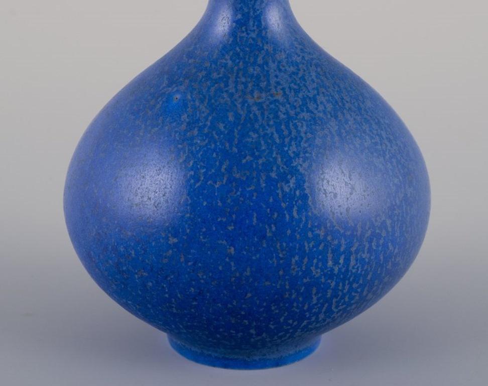 Mid-20th Century Berndt Friberg (1899-1981) for Gustavsberg, Sweden. Ceramic vase with blue glaze For Sale