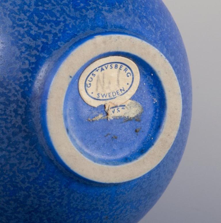 Berndt Friberg (1899-1981) for Gustavsberg, Sweden. Ceramic vase with blue glaze For Sale 1