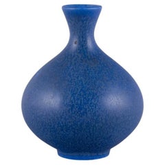 Vintage Berndt Friberg (1899-1981) for Gustavsberg, Sweden. Ceramic vase with blue glaze