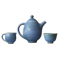 Vintage Berndt Friberg, 3-piece Stoneware Tea Set, Gustavsberg Studio, Sweden, 1958