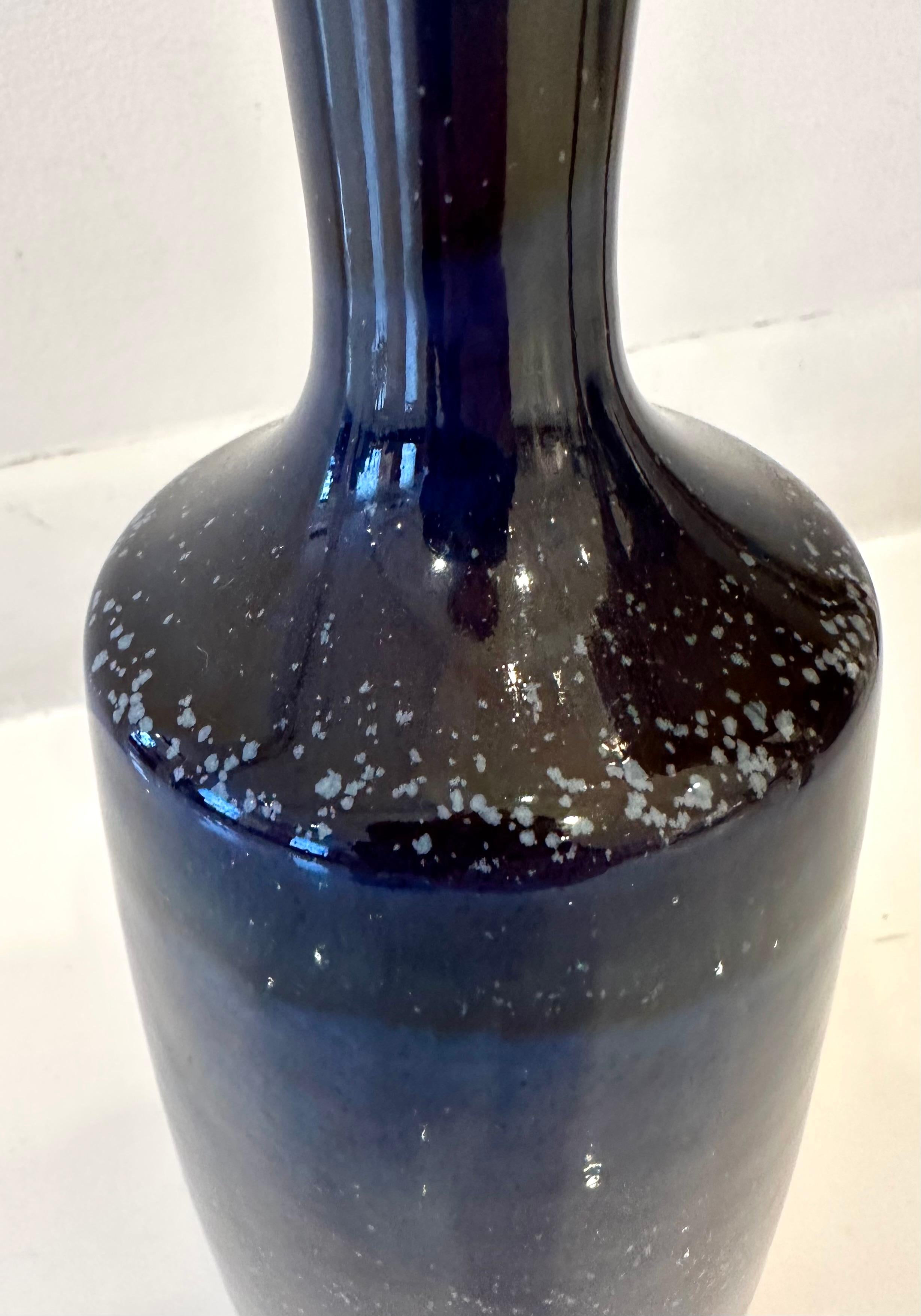 Swedish Berndt Friberg, Cobalt-Glazed Studio Vase For Sale