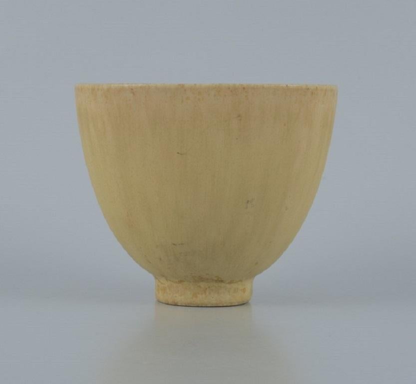 Scandinavian Modern Berndt Friberg for Gustavsberg, Ceramic Vase in Speckled Yellow Glaze, 1960s For Sale