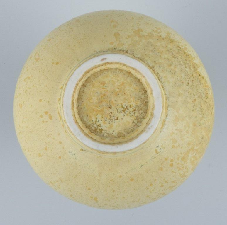Swedish Berndt Friberg for Gustavsberg, Ceramic Vase with Speckled Yellow Glaze, 1960s For Sale