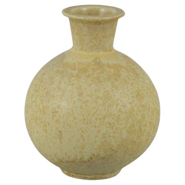 Berndt Friberg for Gustavsberg, Ceramic Vase with Speckled Yellow Glaze, 1960s