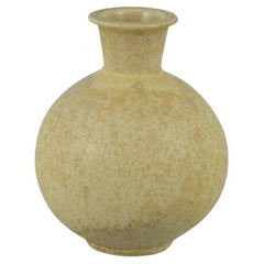 Vintage Berndt Friberg for Gustavsberg, Ceramic Vase with Speckled Yellow Glaze, 1960s