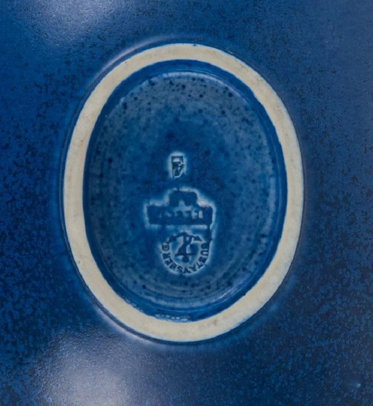 Swedish Berndt Friberg for Gustavsberg, Hand Painted Bowl in Blue Glaze, 1960s