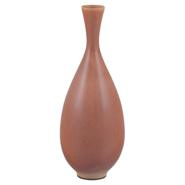Berndt Friberg for Gustavsberg. Large unique ceramic vase. Hare's fur glaze