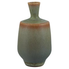Vintage Berndt Friberg for Gustavsberg. Miniature vase with glaze in shades of green