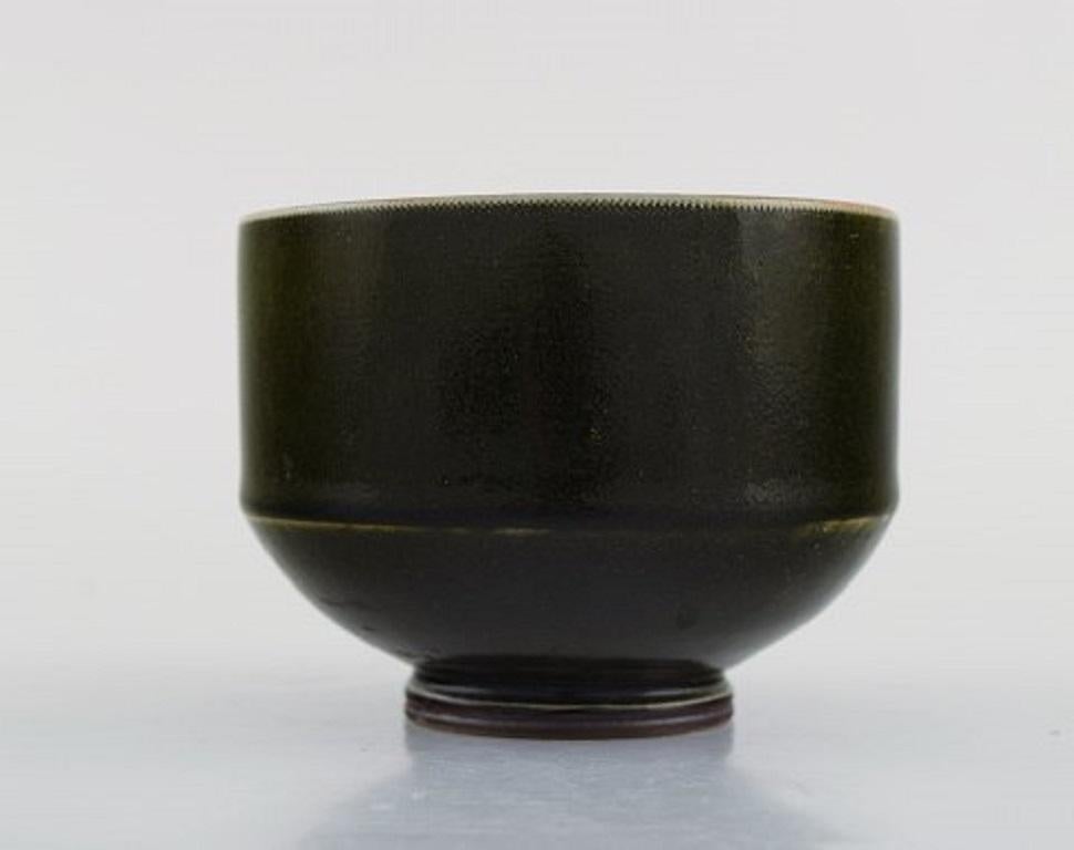 Scandinavian Modern Berndt Friberg for Gustavsberg Studio Hand, Modernist Vase in Glazed Ceramics