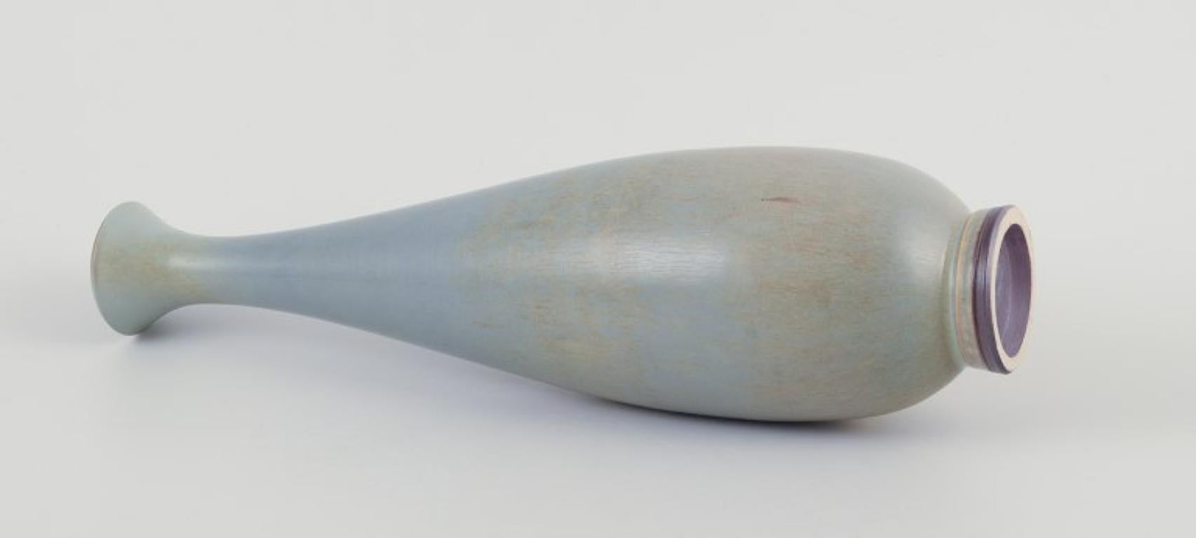 Scandinavian Modern Berndt Friberg for Gustavsberg Studio. Large slender ceramic vase. Mid-20th C. For Sale