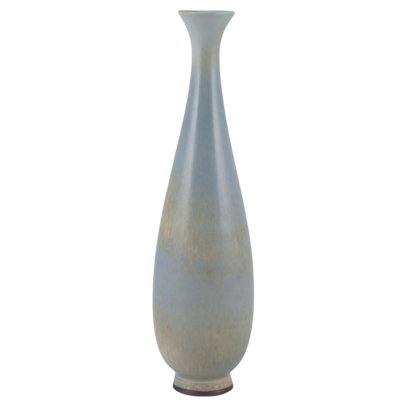 Berndt Friberg for Gustavsberg Studio. Large slender ceramic vase. Mid-20th C. For Sale