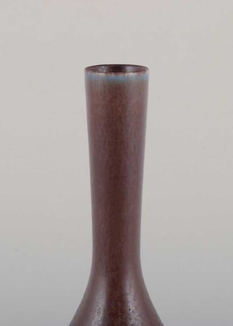 Scandinavian Modern Berndt Friberg for Gustavsberg Studio. Unique ceramic vase in brown tones. For Sale