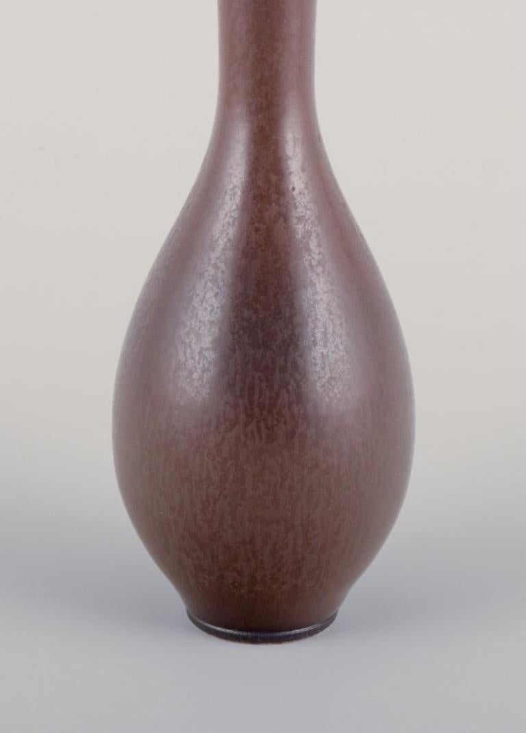 Swedish Berndt Friberg for Gustavsberg Studio. Unique ceramic vase in brown tones. For Sale