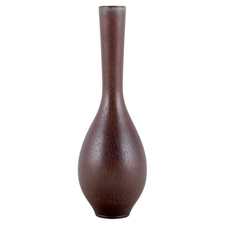 Berndt Friberg for Gustavsberg Studio. Unique ceramic vase in brown tones. For Sale