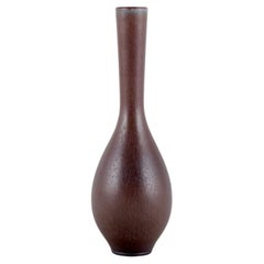 Berndt Friberg for Gustavsberg Studio. Unique ceramic vase in brown tones.