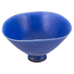 Berndt Friberg for Gustavsberg Studio. Unique miniature vase with blue glaze